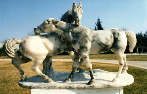 Equestrian statue of Carrara Bardiglio